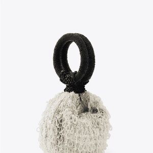 Zara Black and Cream Textured Clutch